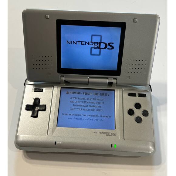 Nintendo DS NTR-001 Silver Handheld Console w Manuals Tested Works Chipped Hinge - Picture 2 of 16